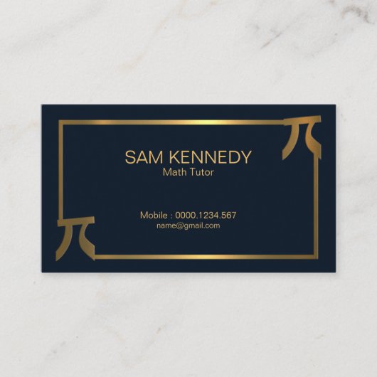 Stijlvolle Elegant Gold Pi Border Wiskunde Tutor Visitekaartje (Voorkant)