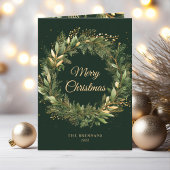 Stijlvolle Elegant Groen Goud Kerstvakantie Kaart