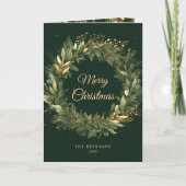 Stijlvolle Elegant Groen Goud Kerstvakantie Kaart (Voorkant)