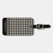 Stijlvolle Elegant Houndstooth Black Off-white Bagagelabel (Voorkant horizontaal)