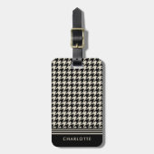 Stijlvolle Elegant Houndstooth Black Off-white Bagagelabel (Voorkant verticaal)
