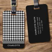 Stijlvolle Elegant Houndstooth Zwart Wit Bagagelabel