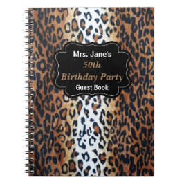 Stijlvolle Elegant Leopard Print 50th Birthday Gue Notitieboek