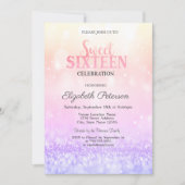 Stijlvolle Elegant Ombre Glitter Bokeh Sweet 16 Kaart (Voorkant)