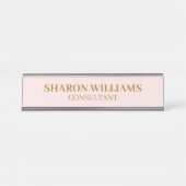 Stijlvolle Elegant Professioneel Blush Roze Minima Bureau Naambordje (Voorkant)