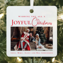 Stijlvolle Elegant Red Merry Christmas familiefoto Metalen Ornament