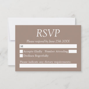 Stijlvolle Elegant Taupe Wedding RSVP Kaart