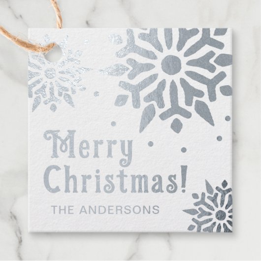 Stijlvolle Elegant Vrolijk Kerstfeest Folie Sneeuw Bedankjes Labels (Voorkant)