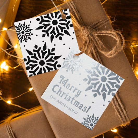 Stijlvolle Elegant Vrolijk Kerstfeest Folie Sneeuw Bedankjes Labels