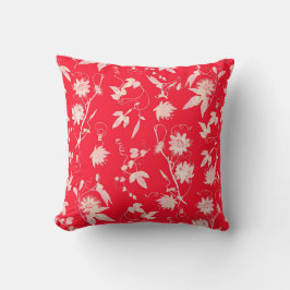 Stijlvolle Elegante Abstracte Bloemen Helder Rood Kussen