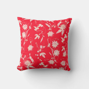 Stijlvolle Elegante Abstracte Bloemen Helder Rood Kussen