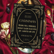 Stijlvolle elegante art deco platte kerstkaart