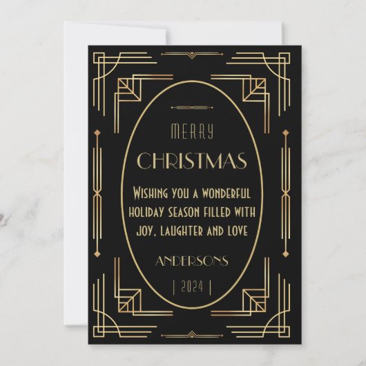 Stijlvolle elegante art deco platte vakantiekaart feestdagenkaart (Voorkant)