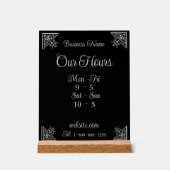 Stijlvolle, elegante bedrijfsuren acryl bord (Voorkant)