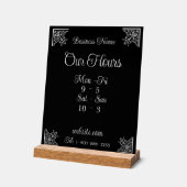 Stijlvolle, elegante bedrijfsuren acryl bord (Hoek)