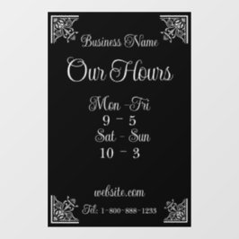 Stijlvolle, elegante bedrijfsuren raamsticker