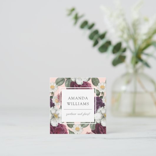 Stijlvolle elegante bloemenrustieke Boho Vierkante Visitekaartje (Staand voorkant)