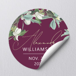 Stijlvolle Elegante Bourgondische Witte En Groene  Ronde Sticker