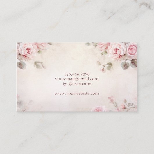 Stijlvolle elegante chique roze bloemen bloemen visitekaartje (Achterkant)