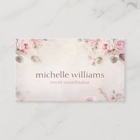 Stijlvolle elegante chique roze bloemen bloemen visitekaartje (Voorkant)