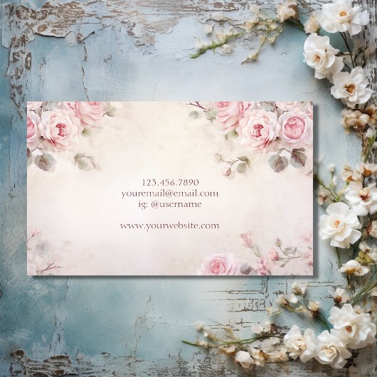 Stijlvolle elegante chique roze bloemen bloemen visitekaartje