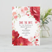 Stijlvolle elegante Crimson Red digitale bruiloft Kaart (Staand voorkant)