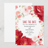 Stijlvolle elegante Crimson Red digitale bruiloft Kaart (Voorkant / Achterkant)