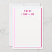 Stijlvolle Elegante Eenvoudige Roze Grens Polka Do Notitiekaartje (Voorkant)