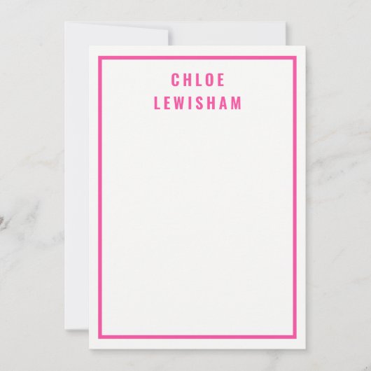 Stijlvolle Elegante Eenvoudige Roze Grens Polka Do Notitiekaartje (Voorkant)