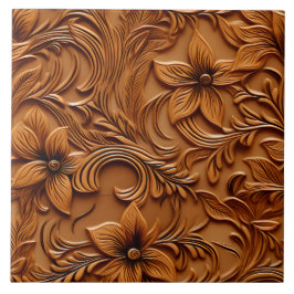 Stijlvolle Elegante Faux reliëf lederen kameel bru Tegeltje