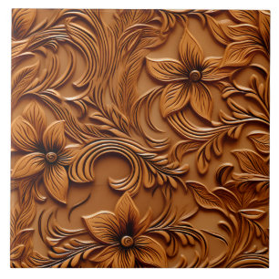 Stijlvolle Elegante Faux reliëf lederen kameel bru Tegeltje