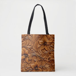 Stijlvolle Elegante Faux reliëf lederen kameel bru Tote Bag