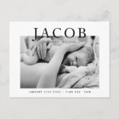 Stijlvolle, elegante foto-baby aankondiging briefkaart (Voorkant)