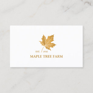Stijlvolle Elegante Gold Ochre Maple Leaf Logo Visitekaartje