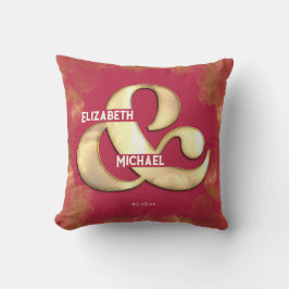 Stijlvolle Elegante Gouden Roze Magenta Huwelijk o Kussen