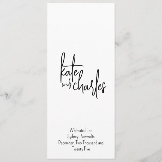 Stijlvolle Elegante Moderne Aangepaste Naam Bruilo Menu (Achterkant)