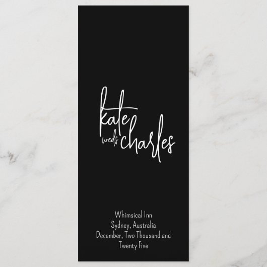 Stijlvolle Elegante Moderne Aangepaste Naam Bruilo Menu (Achterkant)