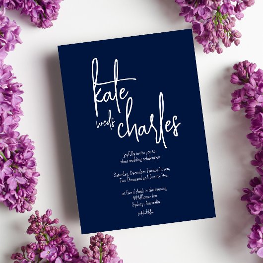 Stijlvolle Elegante Moderne Aangepaste Namen Bruil Kaart