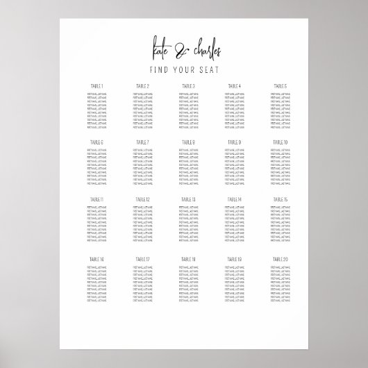 Stijlvolle Elegante Moderne Custom Names zitgrafie Poster (Voorkant)