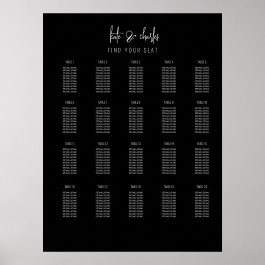 Stijlvolle Elegante Moderne Custom Names zitgrafie Poster (Voorkant)