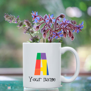 Stijlvolle elegante monogram letter logo koffie mo tweekleurige koffiemok