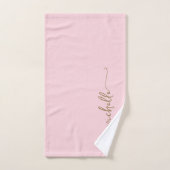 Stijlvolle Elegante Monogram Naam Script Roze Roos Bad Handdoek (Handdoek)