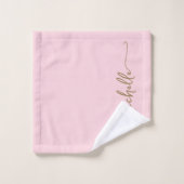 Stijlvolle Elegante Monogram Naam Script Roze Roos Bad Handdoek (Wasdoekje)