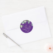 Stijlvolle Elegante Naam Datum Paarse Botanische B Ronde Sticker (Envelop)