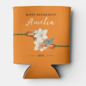 Stijlvolle Elegante Oranje Pensioen Retro Bloemen Blikjeskoeler (Voorkant)