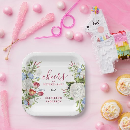 Stijlvolle Elegante Pensioen Tuin Pastel Bloemen Papieren Bordje (Feest)