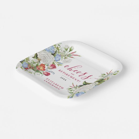 Stijlvolle Elegante Pensioen Tuin Pastel Bloemen Papieren Bordje (Gebogen)