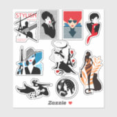 Stijlvolle elegante prachtige mode silhouettes sticker (Vel)