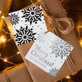 Stijlvolle Elegante Prettig Kerstfeest Folie Sneeu Bedankjes Labels
