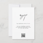 Stijlvolle Elegante QRCODE Zwart Wit Bruiloft Webs RSVP Kaartje (Voorkant)
